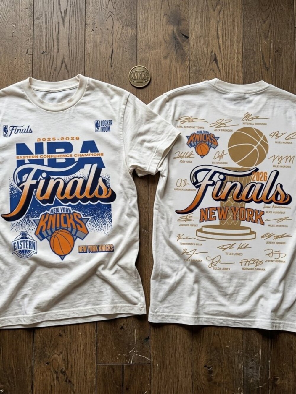 New York Knicks 2026 NBA Finals Eastern Conference Champions Double Sided Tee